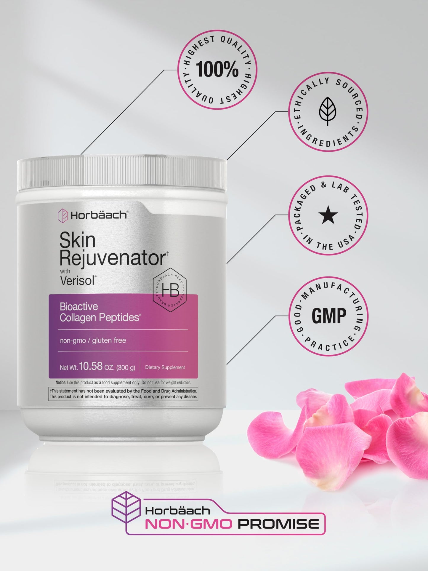 Horbäach Skin Rejuvenator with Verisol – Bioactive Collagen Peptides (Types I & III) 10.58 oz