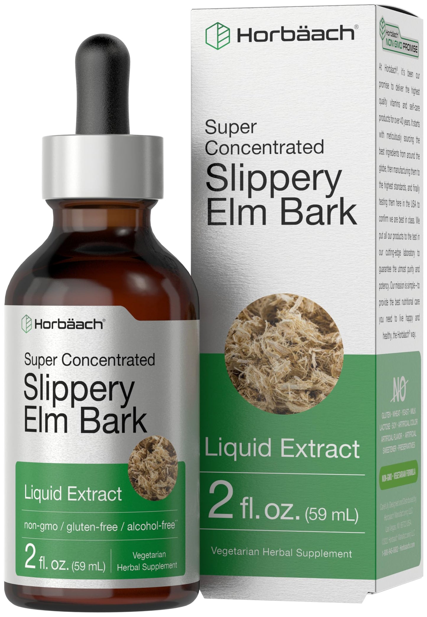 Horbäach Slippery Elm Liquid Drops - 2 Fl Oz, Alcohol-Free, Non-GMO