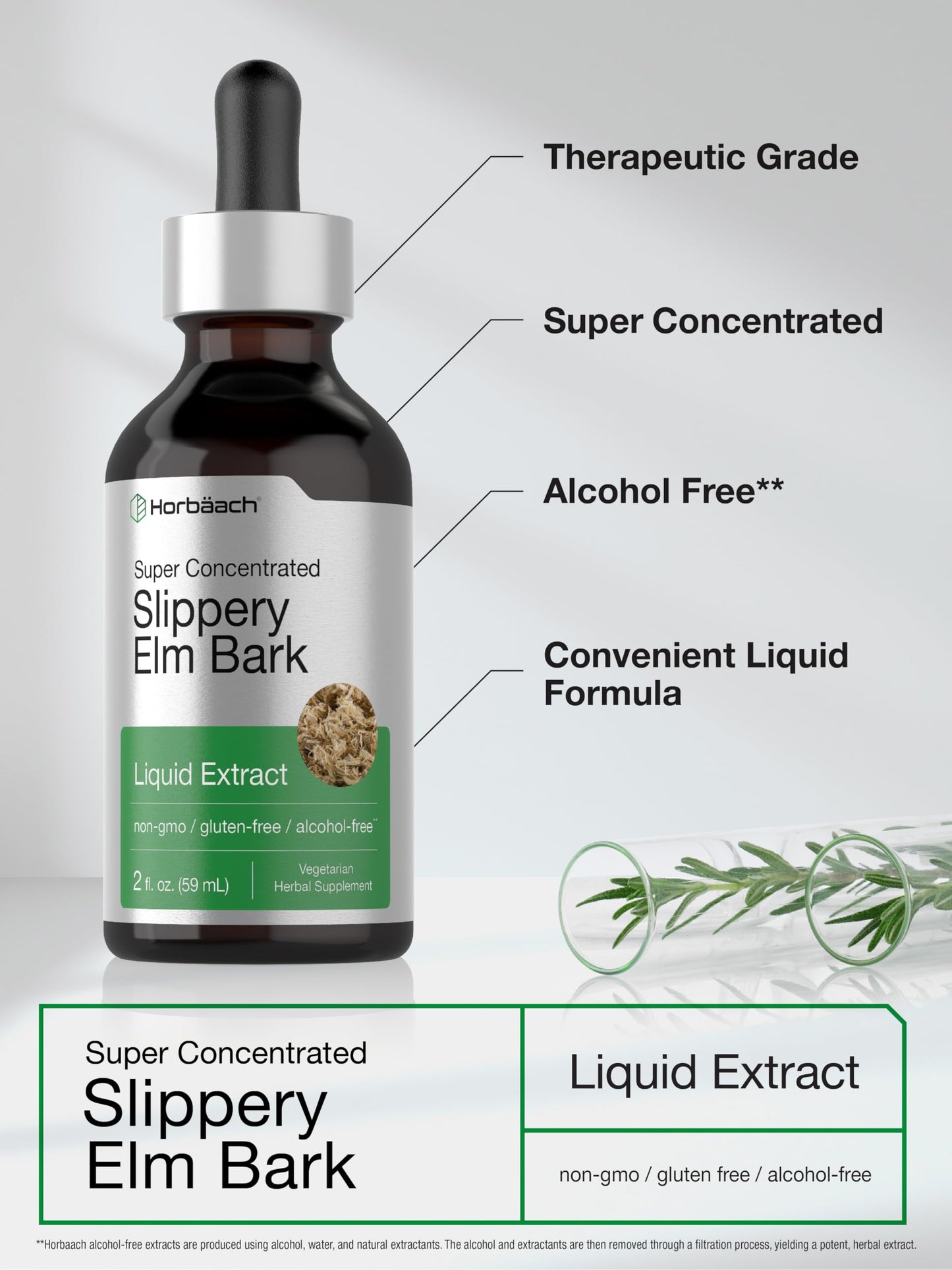 Horbäach Slippery Elm Liquid Drops - 2 Fl Oz, Alcohol-Free, Non-GMO