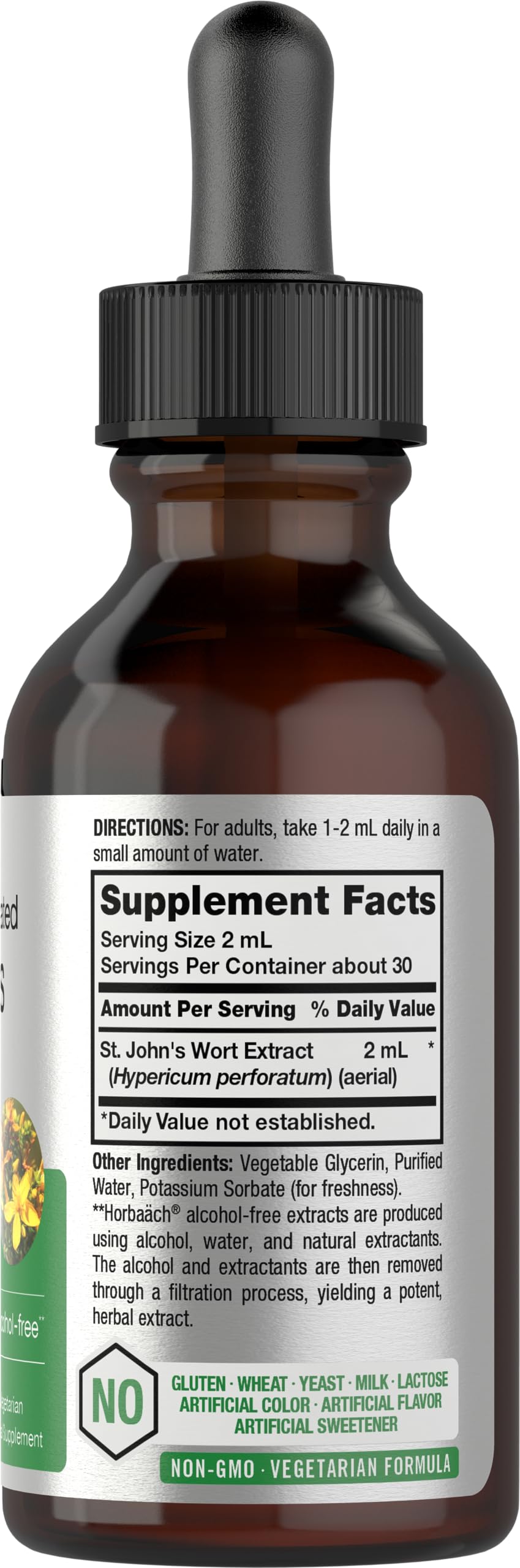 Horbäach St. John's Wort Tincture – 2 fl oz | Alcohol-Free, Vegetarian, Non-GMO, Gluten Free