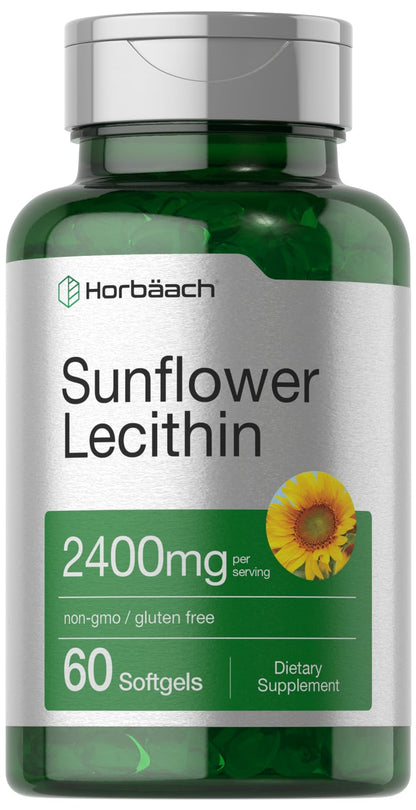 Horbäach Sunflower Lecithin Softgel Capsules 2400mg | 60 Softgels | Non-GMO Gluten Free