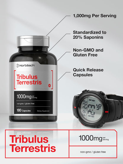 Horbaach Tribulus Terrestris for Men – 1000 mg, 180 Capsules | Non-GMO & Gluten Free