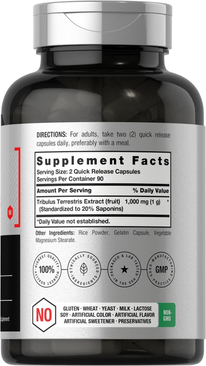 Horbaach Tribulus Terrestris for Men – 1000 mg, 180 Capsules | Non-GMO & Gluten Free