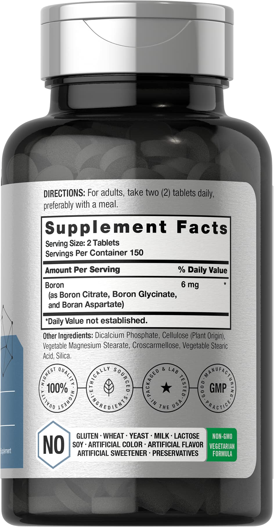 Horbäach Triple Boron Complex 6 mg – 300 Tablets | Men & Women | Vegetarian, Non-GMO, Gluten Free