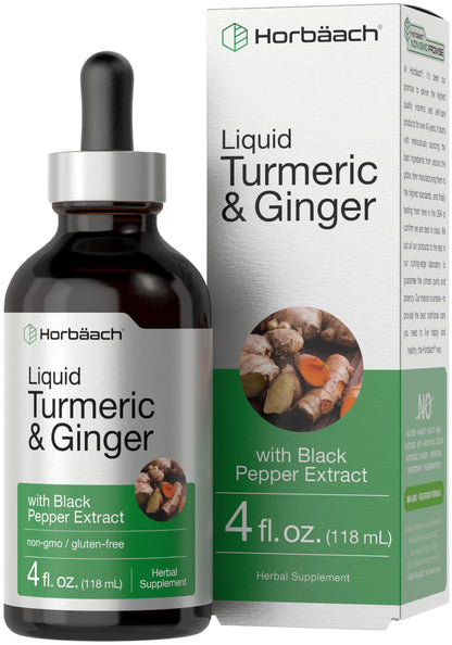 Horbaach Turmeric & Ginger Drops – 4 oz | Black Pepper Extract | Vegan & Gluten Free