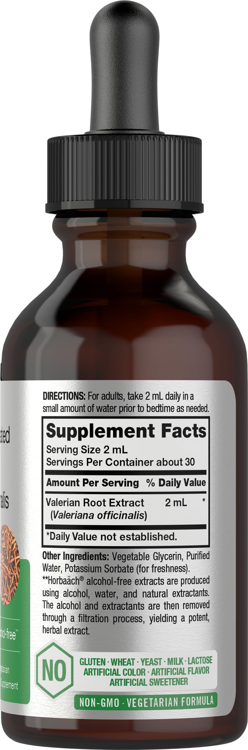 Horbäach Valerian Root Extract Drops – Alcohol Free, 2 fl oz, Super Concentrated