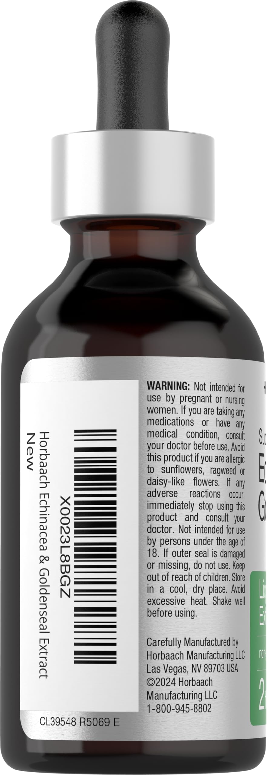 Horbaach Echinacea Goldenseal Liquid Tincture Drops – 2 oz, Alcohol-Free, Vegetarian & Non-GMO