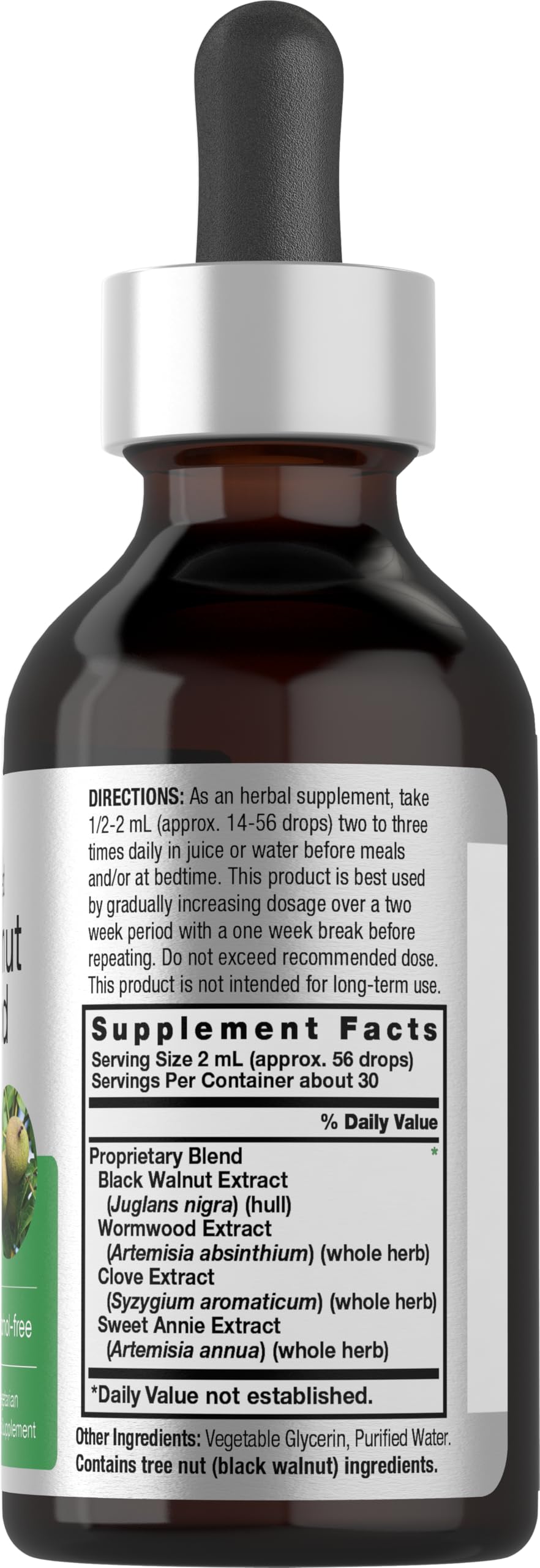 Horbaach Black Walnut Hull Wormwood Extract Tincture 2 fl oz – Alcohol-Free, Vegetarian & Gluten-Free