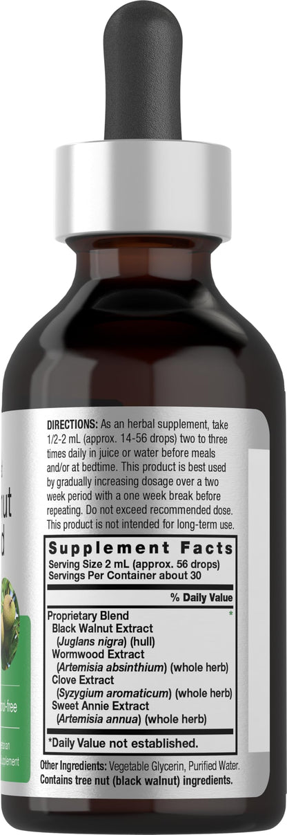Horbaach Black Walnut Hull Wormwood Extract Tincture 2 fl oz – Alcohol-Free, Vegetarian & Gluten-Free