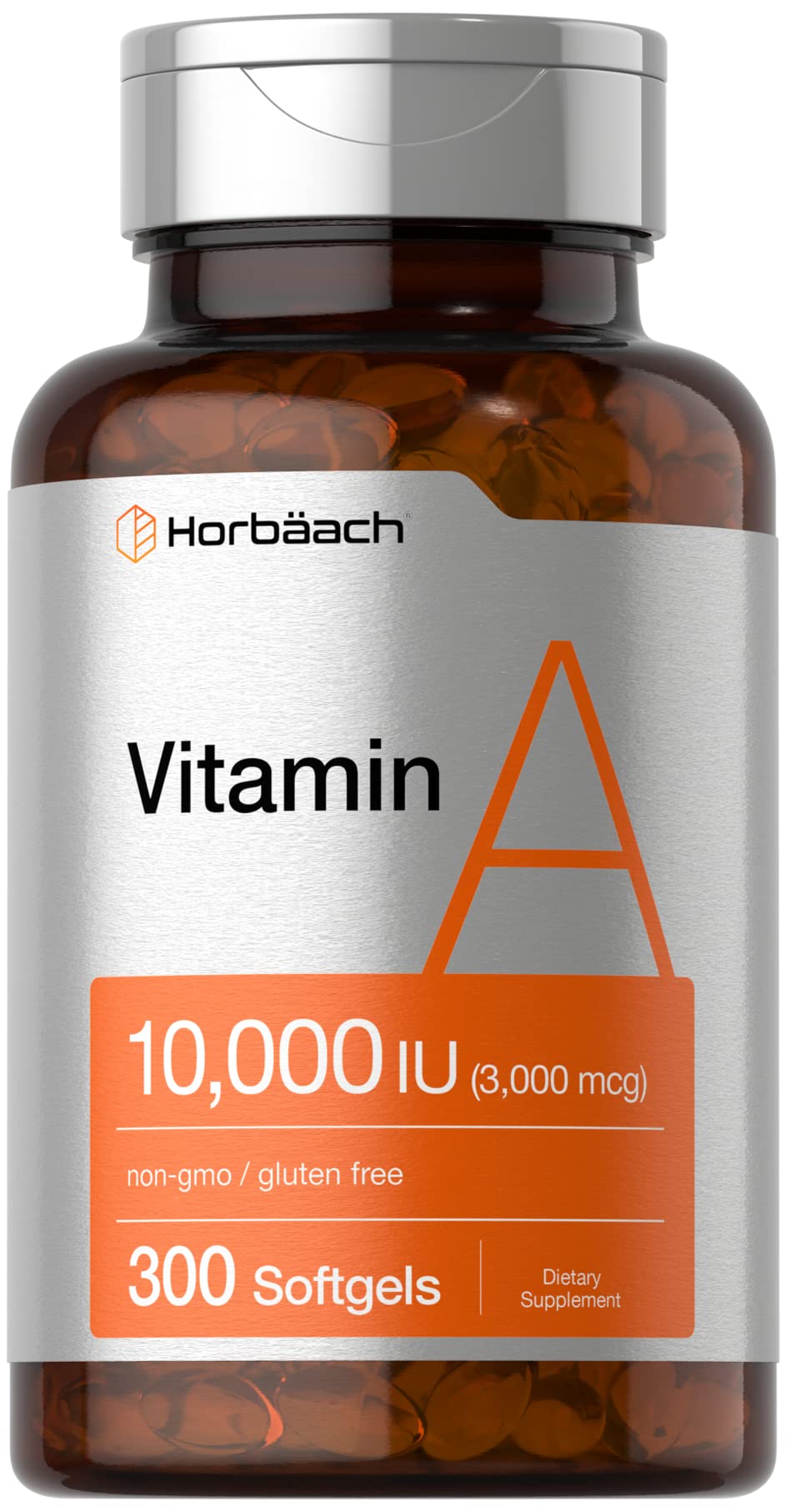 Horbäach Vitamin A 10,000 IU Softgels – 300 Count | Non-GMO, Gluten Free