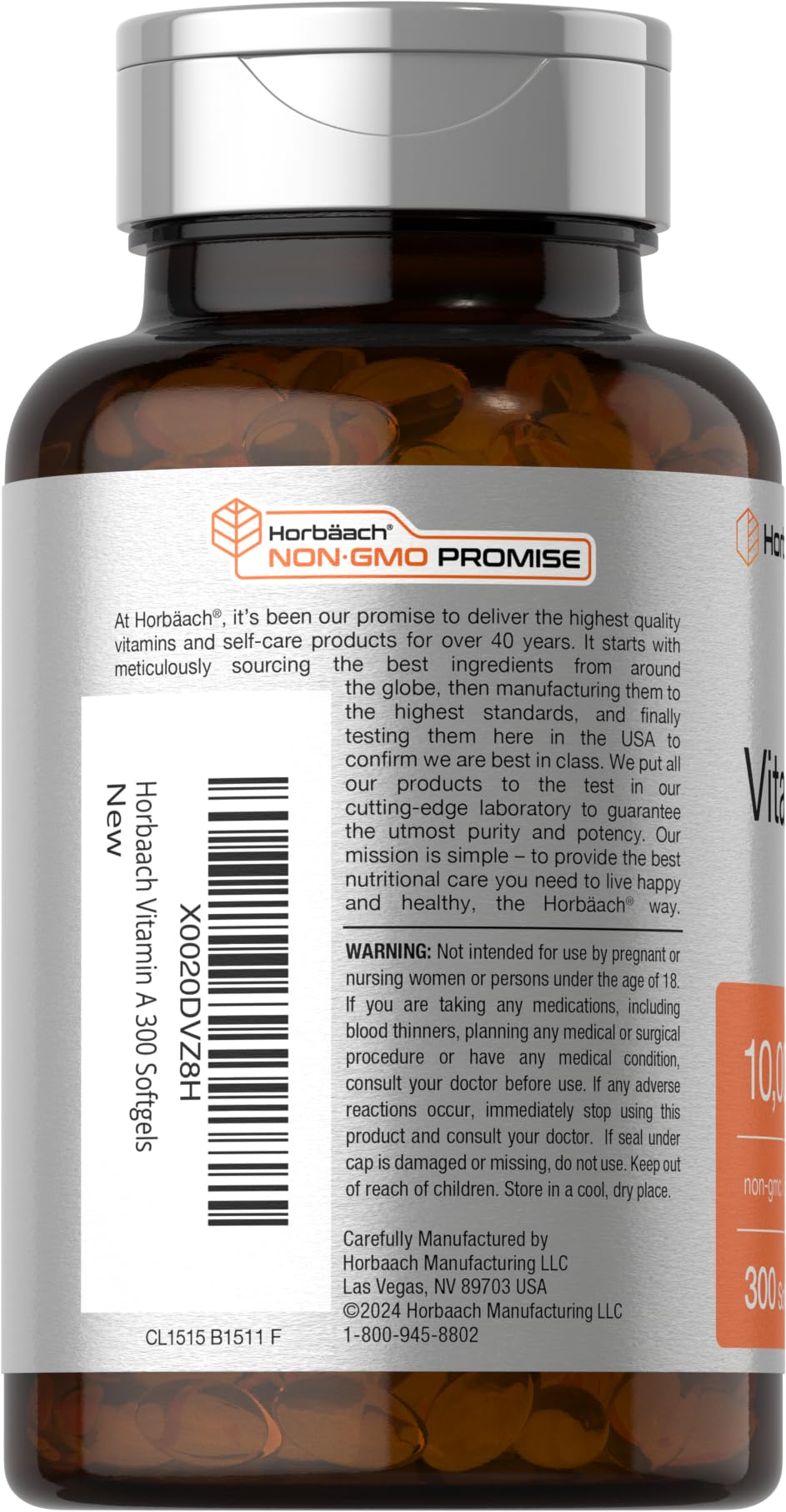 Horbäach Vitamin A 10,000 IU Softgels – 300 Count | Non-GMO, Gluten Free