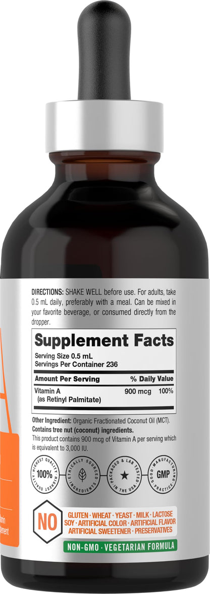 Horbäach Vitamin A Liquid - 4 fl oz | Organic MCT, Non-GMO, Gluten Free