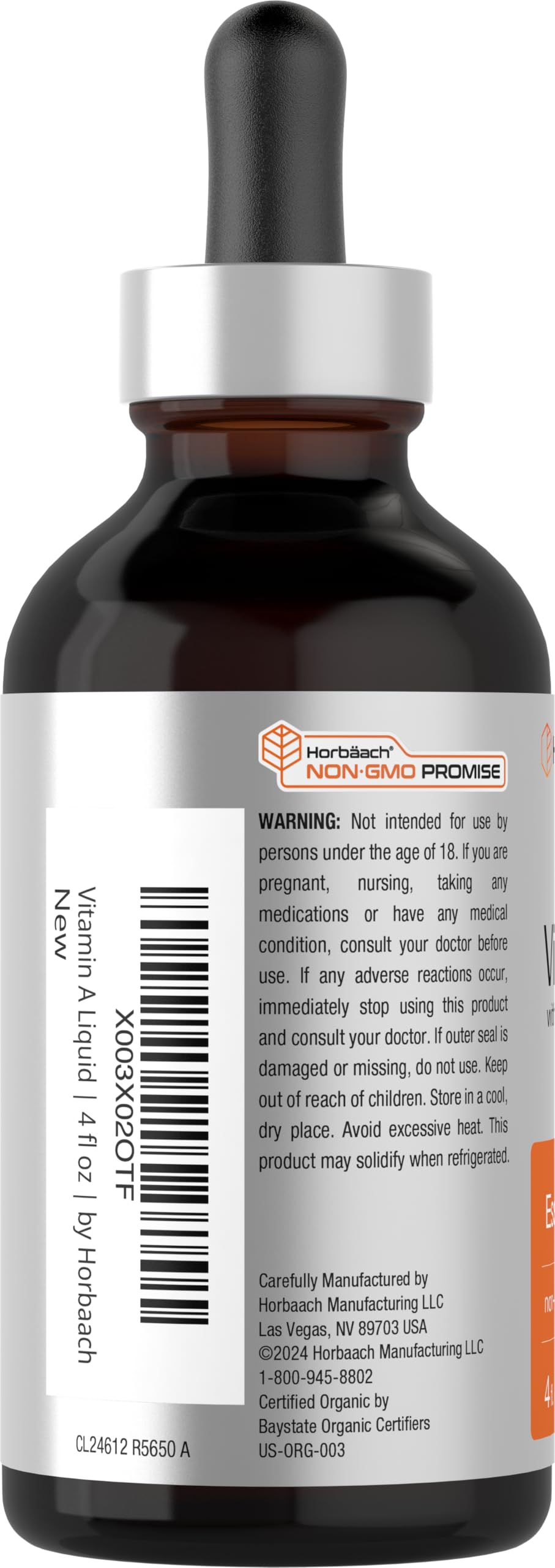 Horbäach Vitamin A Liquid - 4 fl oz | Organic MCT, Non-GMO, Gluten Free