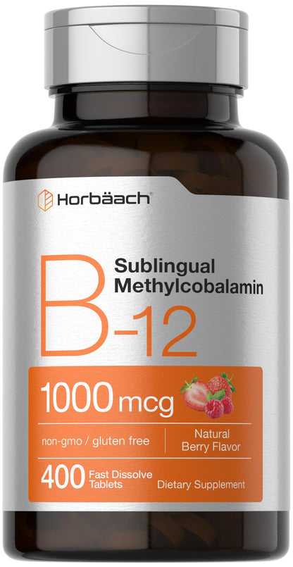Horbaach Vitamin B12 1000 mcg Sublingual – Berry Flavor | Vegan, Gluten Free