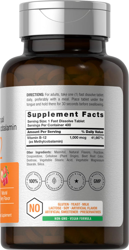 Horbaach Vitamin B12 1000 mcg Sublingual – Berry Flavor | Vegan, Gluten Free