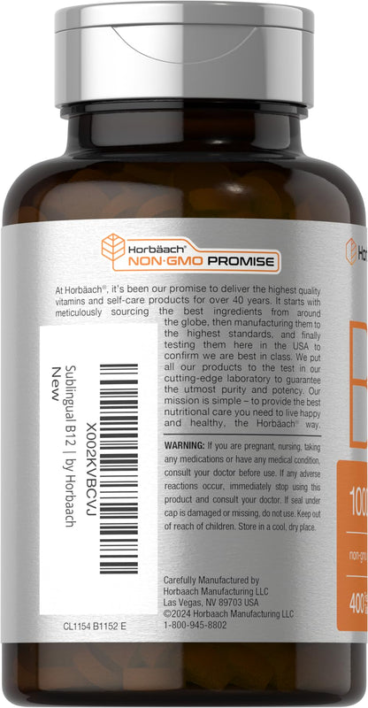 Horbaach Vitamin B12 1000 mcg Sublingual – Berry Flavor | Vegan, Gluten Free