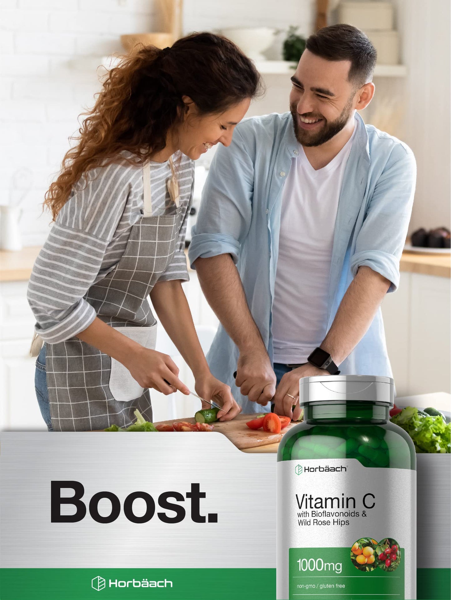 Horbäach Vitamin C 1000mg | 250 Capsules | Bioflavonoids & Rose Hips | Non-GMO Gluten Free
