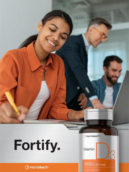 Horbäach Vitamin D3 1000IU Softgels – 180 Count, Non-GMO & Gluten Free
