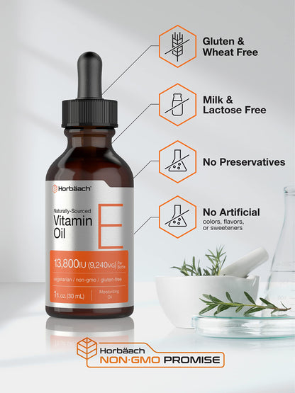 Horbäach Vitamin E Oil 13,800 IU | 1 oz | Vegetarian, Non-GMO, Gluten Free