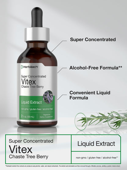 Horbäach Vitex Berry Chasteberry Extract Tincture | 2 fl oz | Alcohol-Free, Vegetarian, Non-GMO