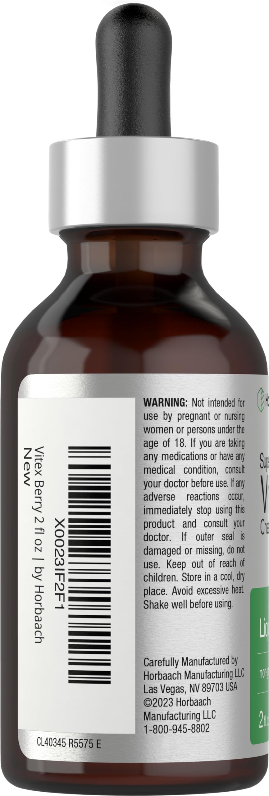 Horbäach Vitex Berry Chasteberry Extract Tincture | 2 fl oz | Alcohol-Free, Vegetarian, Non-GMO