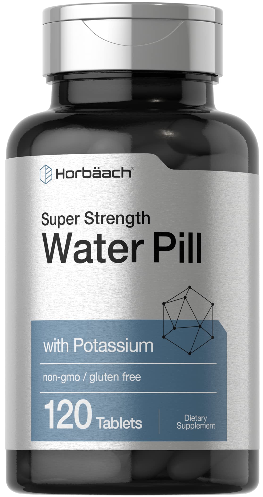 Horbäach Water Pills – Super Strength, 120 Tablets | Vegetarian, Non-GMO & Gluten Free