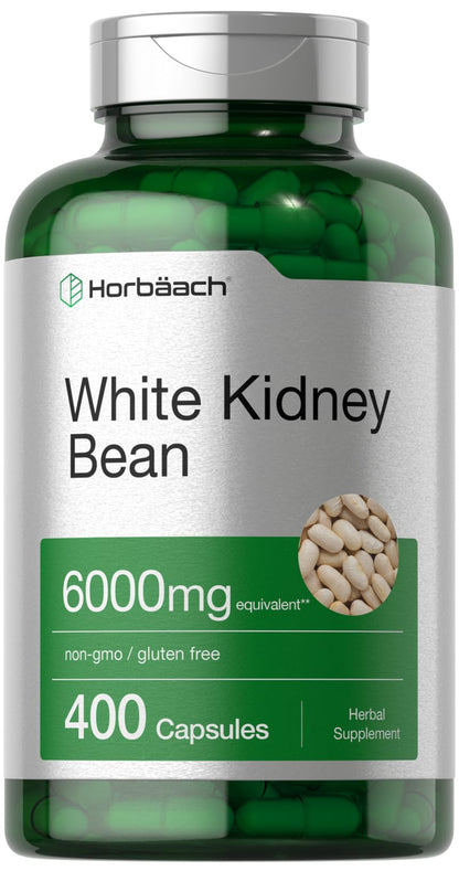 Horbäach White Kidney Bean Extract Capsules - 6000mg, 400 Count, Non-GMO & Gluten Free