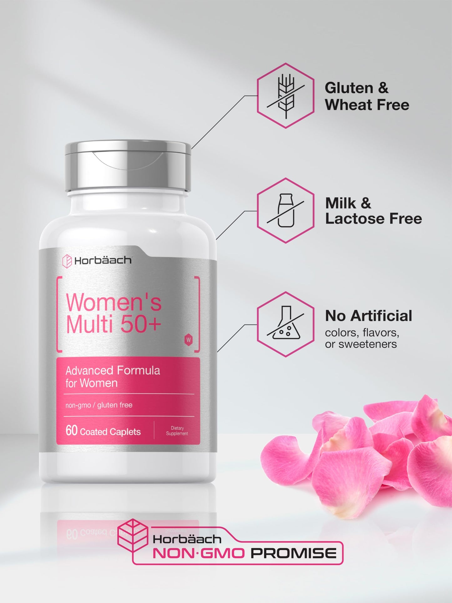 Horbäach Women's Multivitamin 50 Plus | 60 Coated Caplets | Advanced Vitamin Formula | Non-GMO & Gluten Free Supplement