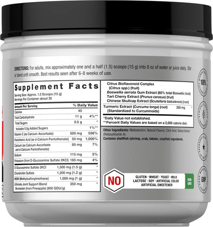 Horbäach Ultimate Joint Support Powder 1 lb – Glucosamine, Chondroitin, MSM & Turmeric | Non-GMO, Gluten Free