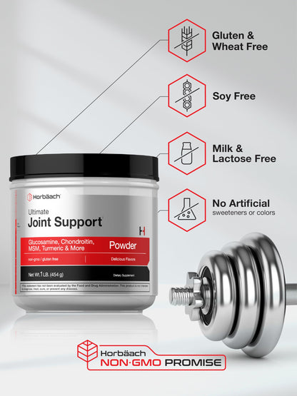 Horbäach Ultimate Joint Support Powder 1 lb – Glucosamine, Chondroitin, MSM & Turmeric | Non-GMO, Gluten Free