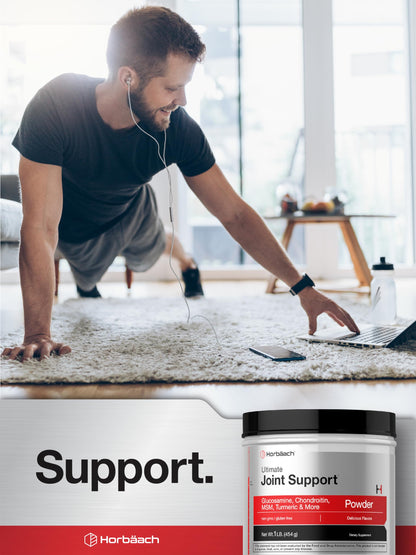 Horbäach Ultimate Joint Support Powder 1 lb – Glucosamine, Chondroitin, MSM & Turmeric | Non-GMO, Gluten Free