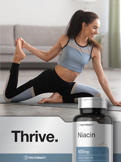 Horbäach Niacin Vitamin B3 500mg - 100 Capsules | Gluten Free & Non-GMO