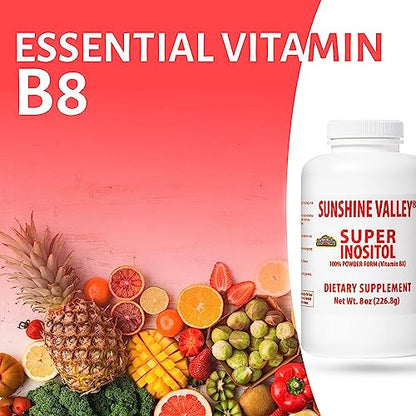 Sunshine Valley Super Inositol – Vitamin B8 Powder for PCOS Fertility & Hormonal Balance (8oz)