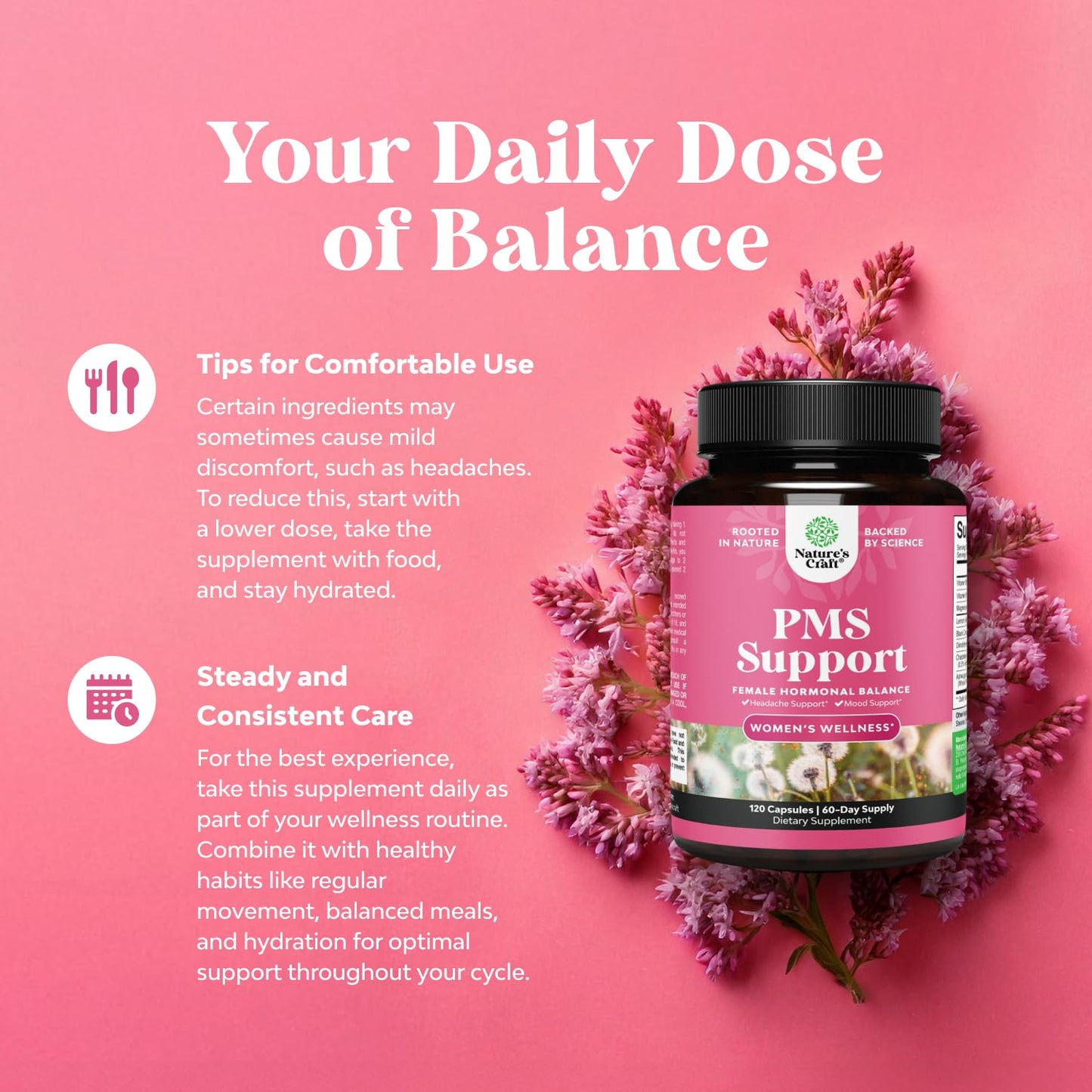 PMS Support for Women | Hormone Balance & Menstrual Comfort (DIM, Chasteberry, Black Cohosh, Ashwagandha) – 120 Ct