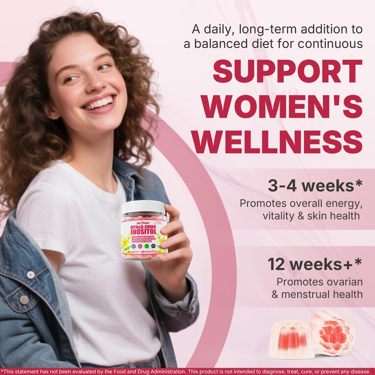 Myo-Inositol & D-Chiro Inositol Gummies 40:1 with Evening Primrose Oil for Women – Hormonal Balance, Regular Cycles, Ovarian Health, Vegan (60ct)
