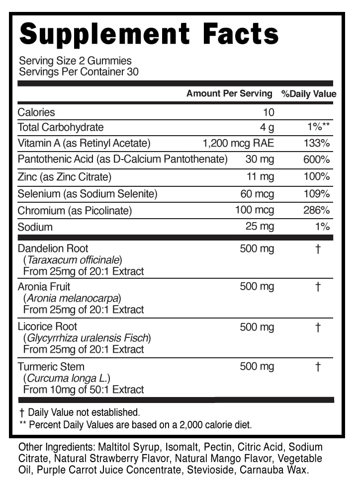 Clear Skin Acne Gummies – Complexion Supplement, Pantothenic Acid & Antioxidants, 60 Count