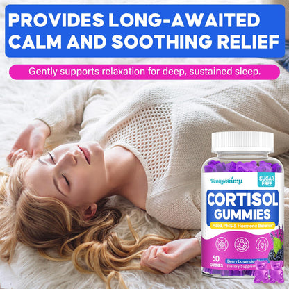 Cortisol Reducer for Women – Ashwagandha, GABA, Saffron, 60 Vegan Gummies