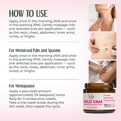 Wild Yam Cream for Hormone Balance – Progesterone-Free PMS & Menopause Support (2oz)