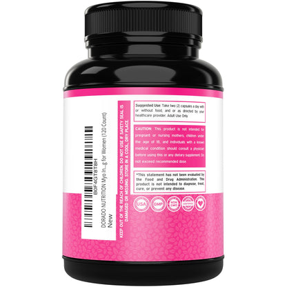 Myo-Inositol Capsules 1000mg Per Serving – Hormone Balance Support for Women, Vegan, Gluten Free, Made in USA (120 Count)