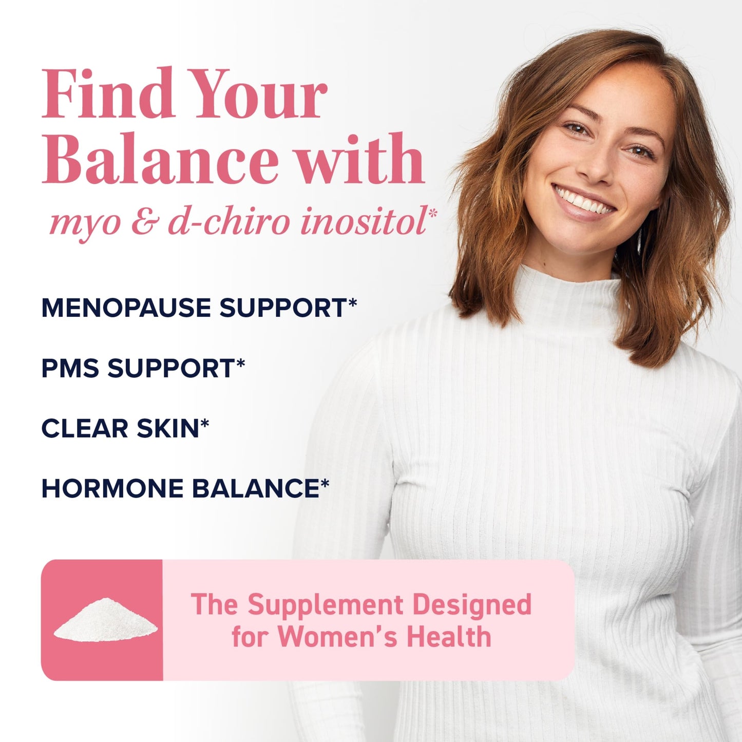 Myo-Inositol & D-Chiro Inositol Powder – Hormone Balance for Women | 40:1 Ratio | 2000mg Myo / 50mg D-Chiro | 30 Servings | 2.17 oz