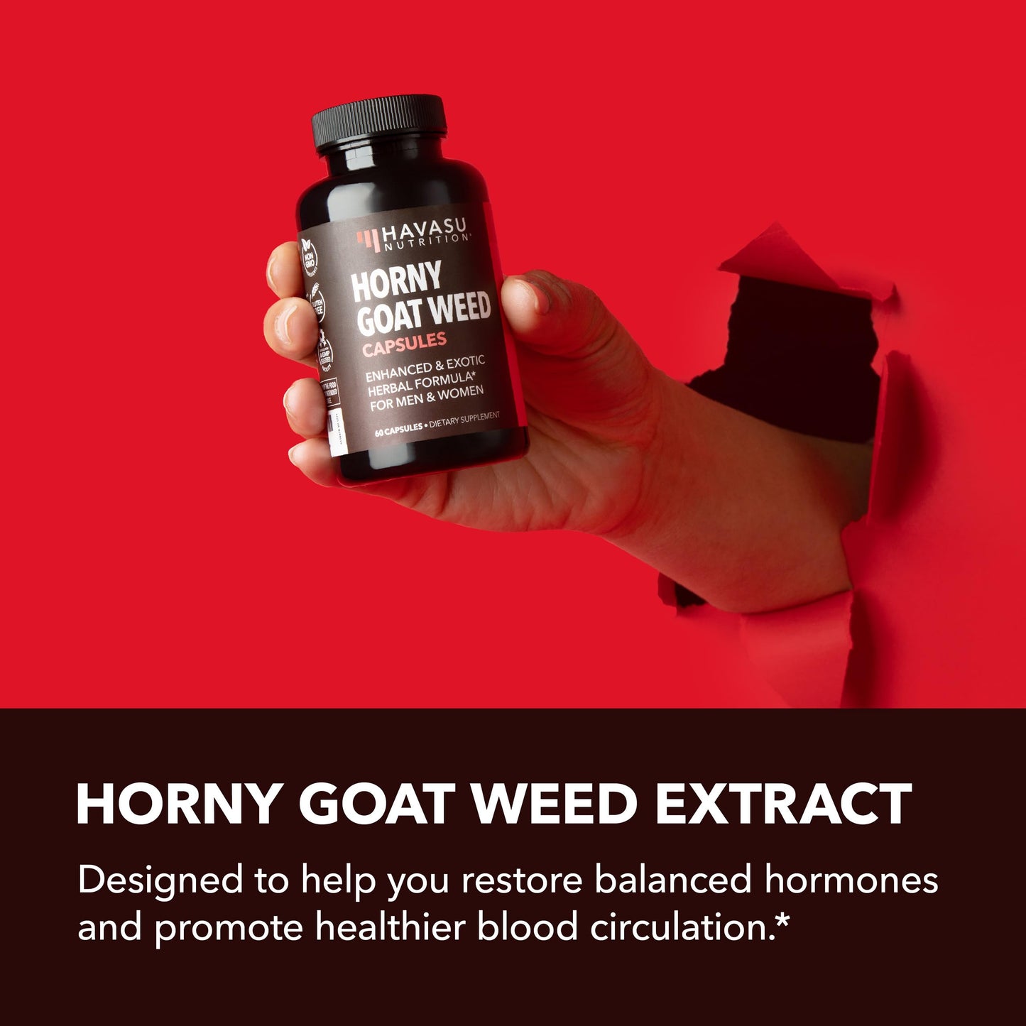 Horny Goat Weed Capsules with Tongkat Ali & Muira Puama - Extra Strength, 120-Count (2-Month Supply)