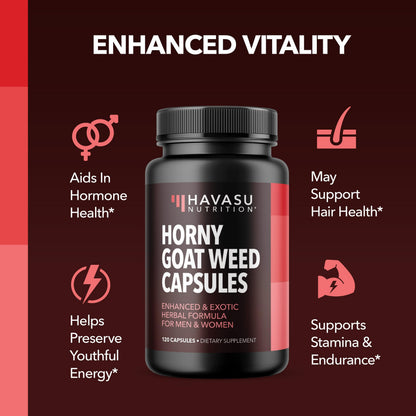 Horny Goat Weed Capsules with Tongkat Ali & Muira Puama - Extra Strength, 120-Count (2-Month Supply)