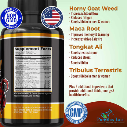 Horny Goat Weed Extra Strength – Maca, L-Arginine & Ginseng | 60 Capsules