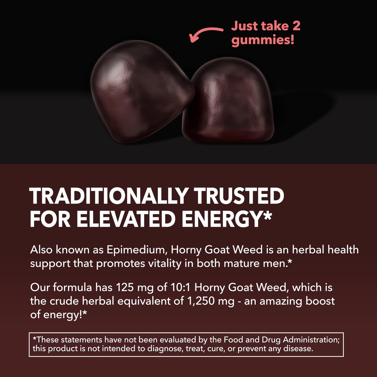 Horny Goat Weed Gummies with Vitamin B12 - Energy, Endurance & Performance Support for Male Health - 60 Count - Vegetarian-Friendly, Non-GMO, Pectin-Based - Raspberry Flavor, 1 Month Supply