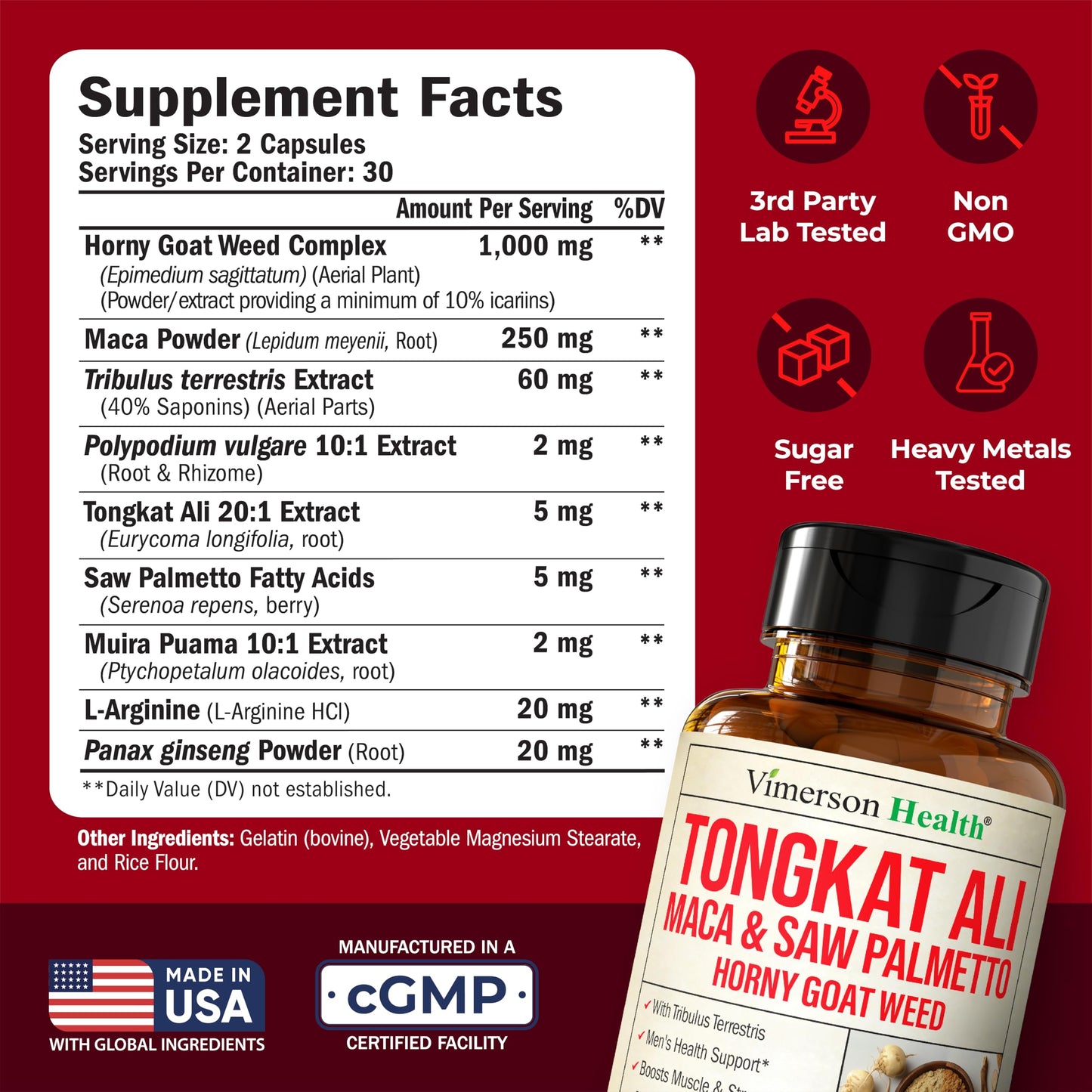 HornyGoatWeed for Men – 1000mg per Serving | Male Enhancement with Maca & Tongkat Ali