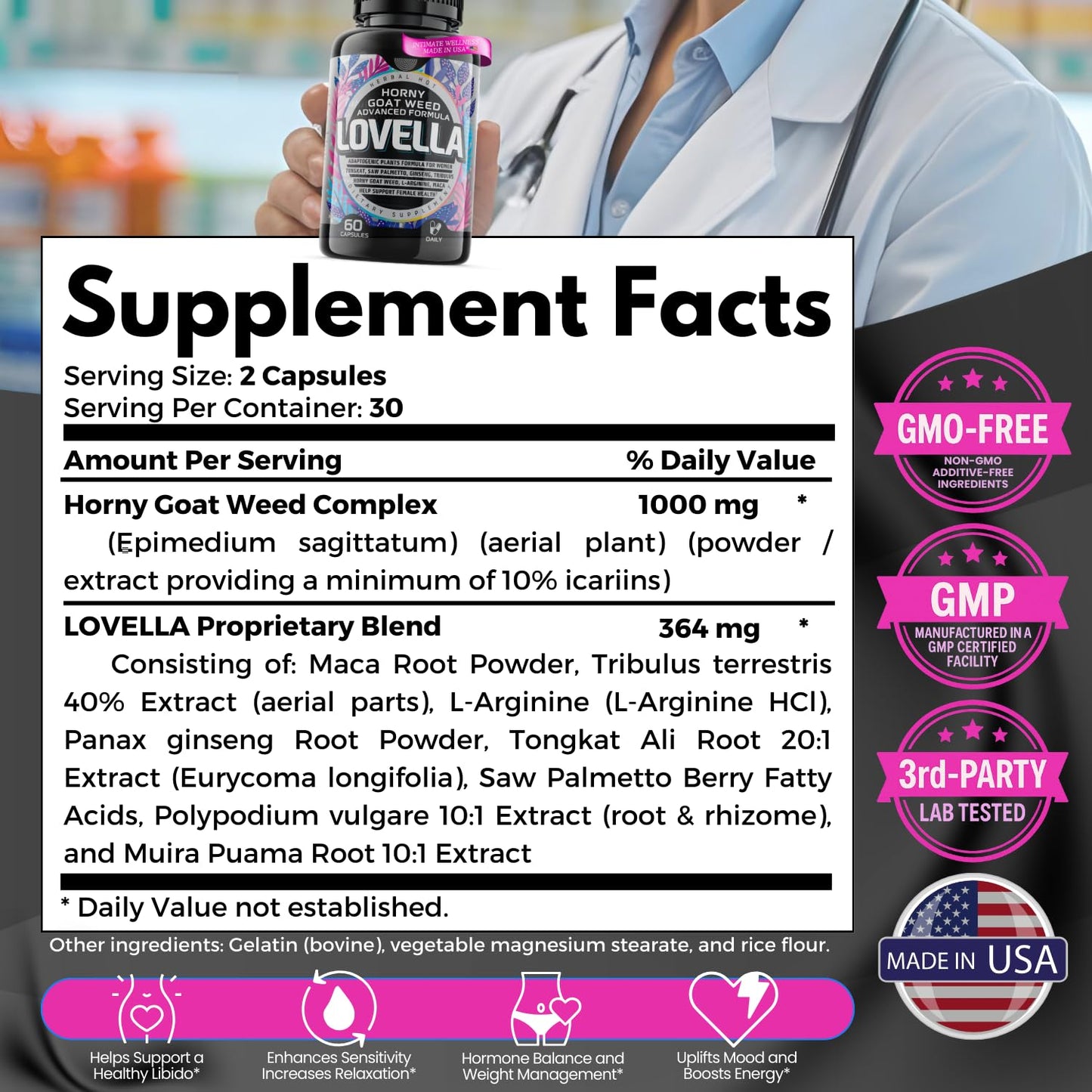 Hornygoatweed Women – Libido Booster for Women, Mood & Energy (60ct USA)