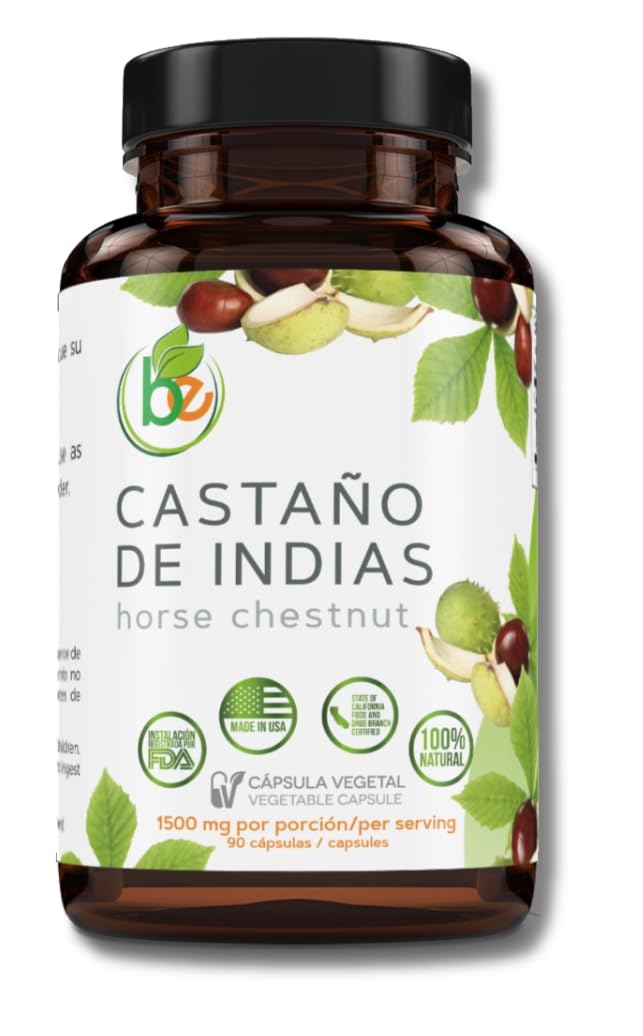 Horse Chestnut Capsules 1500 mg – 90 Veggie Caps | Vein & Circulation Support | Made in USA