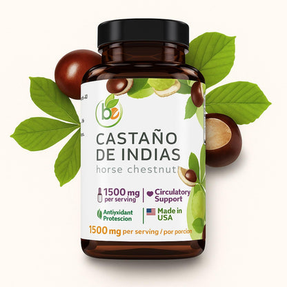 Horse Chestnut Capsules 1500 mg – 90 Veggie Caps | Vein & Circulation Support | Made in USA
