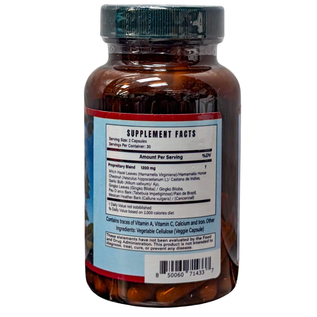 Horse Chestnut Supplement – Circulation & Vascular Health Support – with Witch Hazel, Ginkgo Biloba & Garlic – 60 Capsules