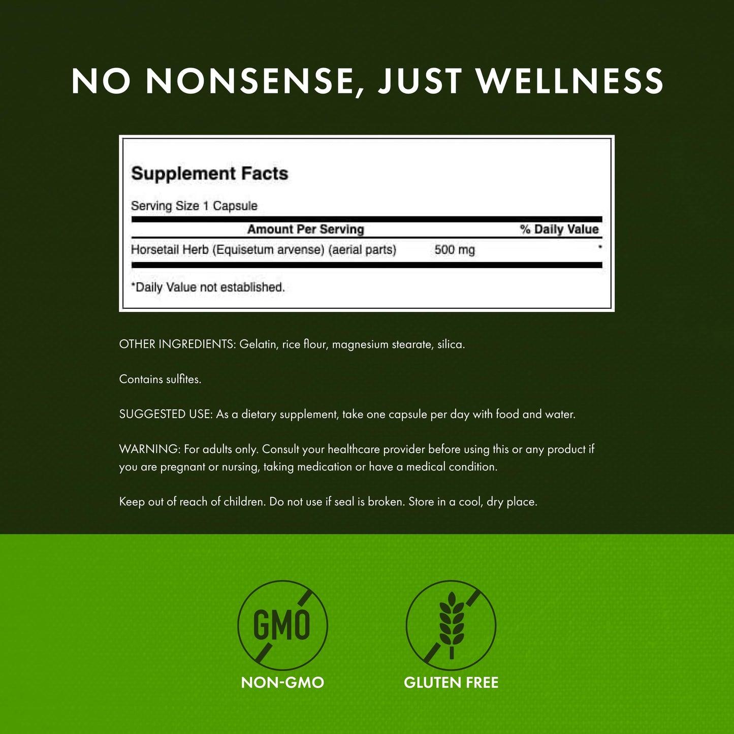 Swanson Horsetail - Herbal Support for Hair, Skin & Nails (90 Capsules, 500mg) - 2 Pack